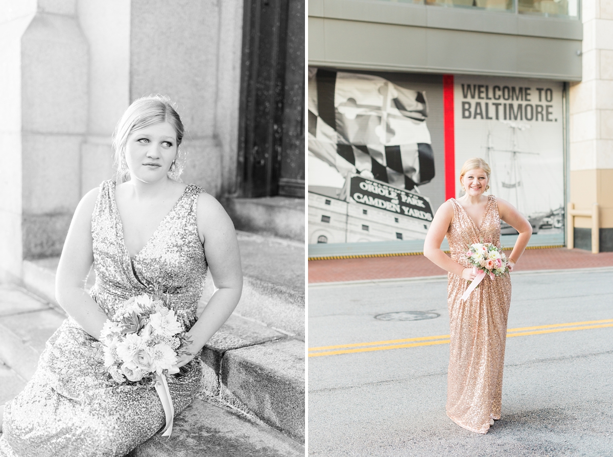 Baltimore Maryland Editorial Bridal Shoot by Fine Art Photographer Lauren R Swann with a Badgley Mischka gown and blush florals