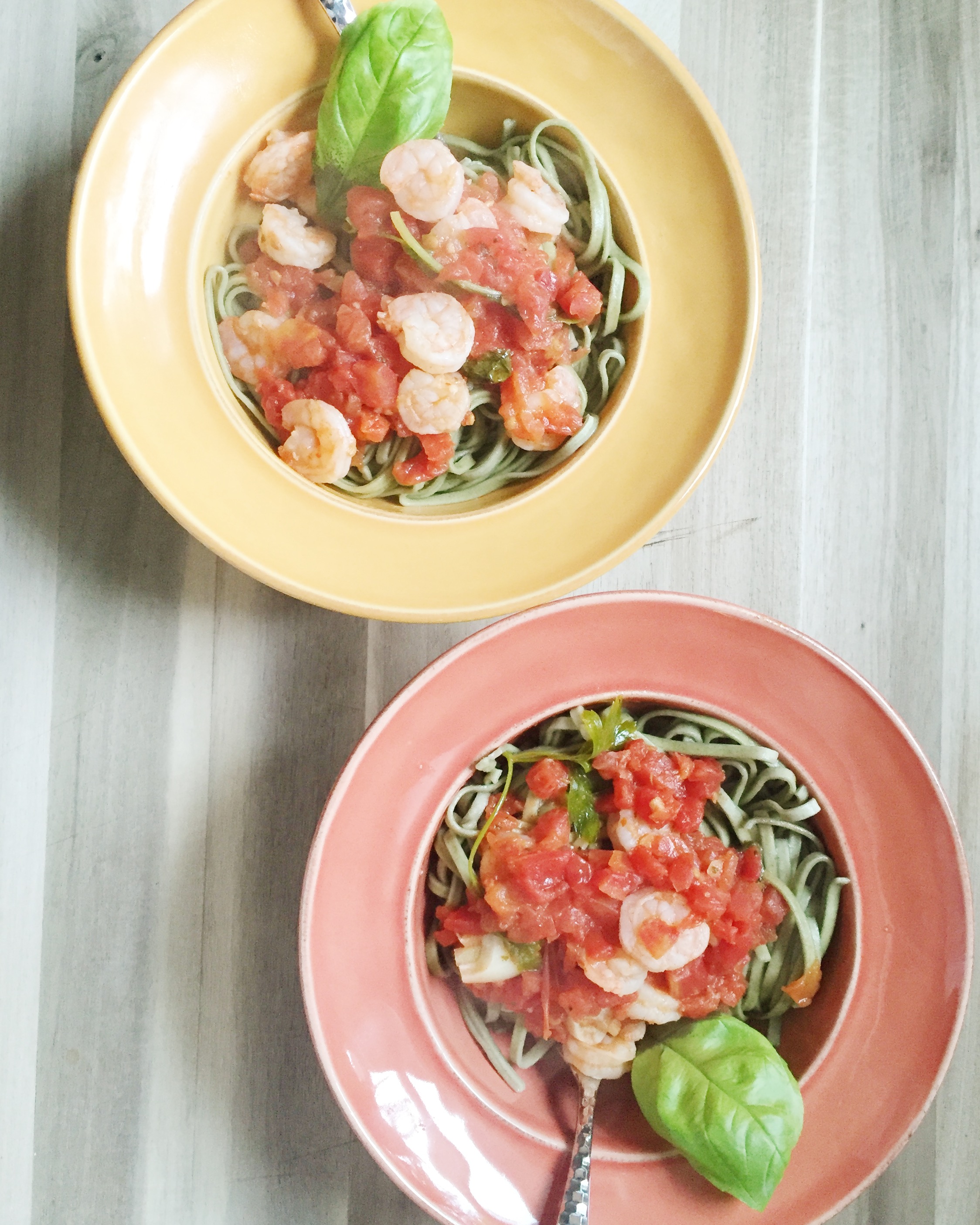 Easy Spinach Linguini with Shrimp