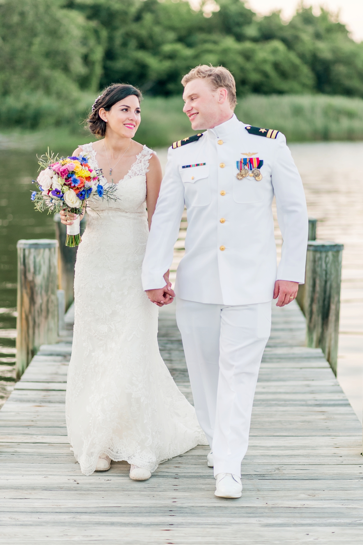 A Bold and Colorful Naval Academy Wedding by Lauren R Swann
