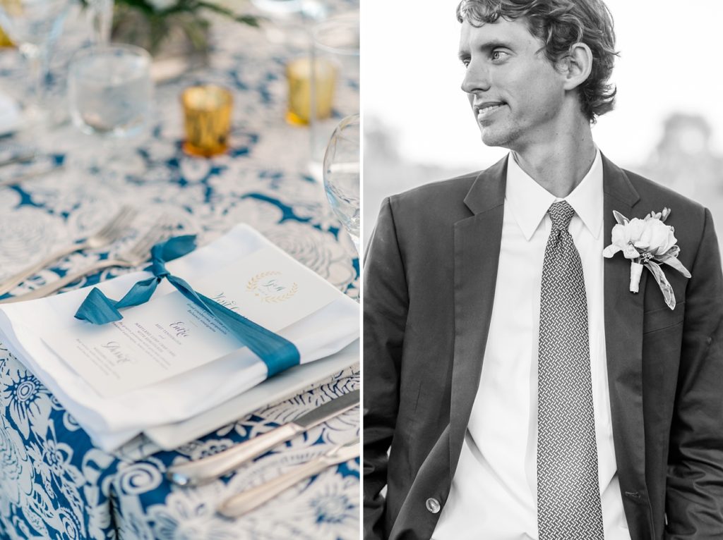 An elegant yet laidback Eastern Shore, Maryland wedding in Chestertown with soft and romantic details with splashes of blue and greens, photographed by Lauren R Swann and designed by Kari Rider Events.