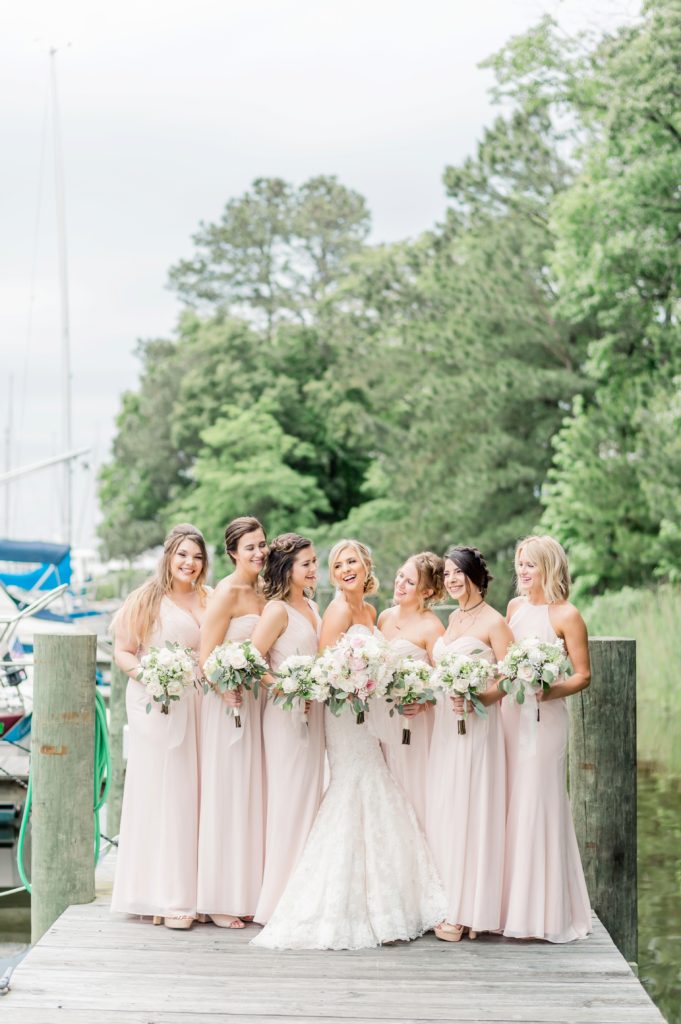 Beautiful bridesmaids at a Fine Art Coastal Wedding at Herrington by the Bay by Lauren R Swann