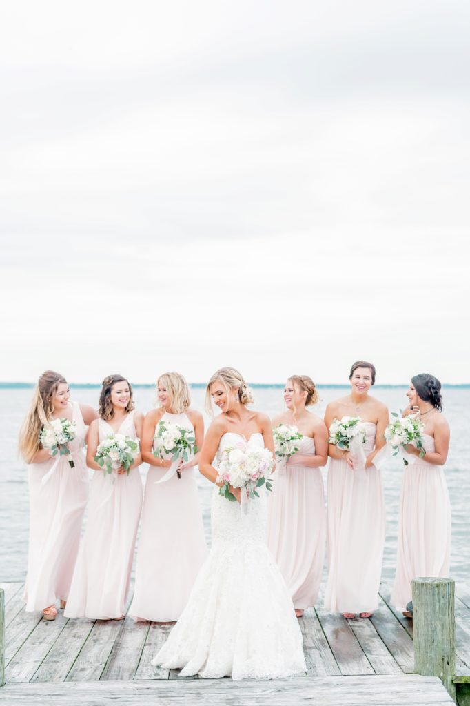 Beautiful Bridesmaids in Blush | A Fine Art Coastal Wedding Ceremony at Herrington by the Bay by Lauren R Swann