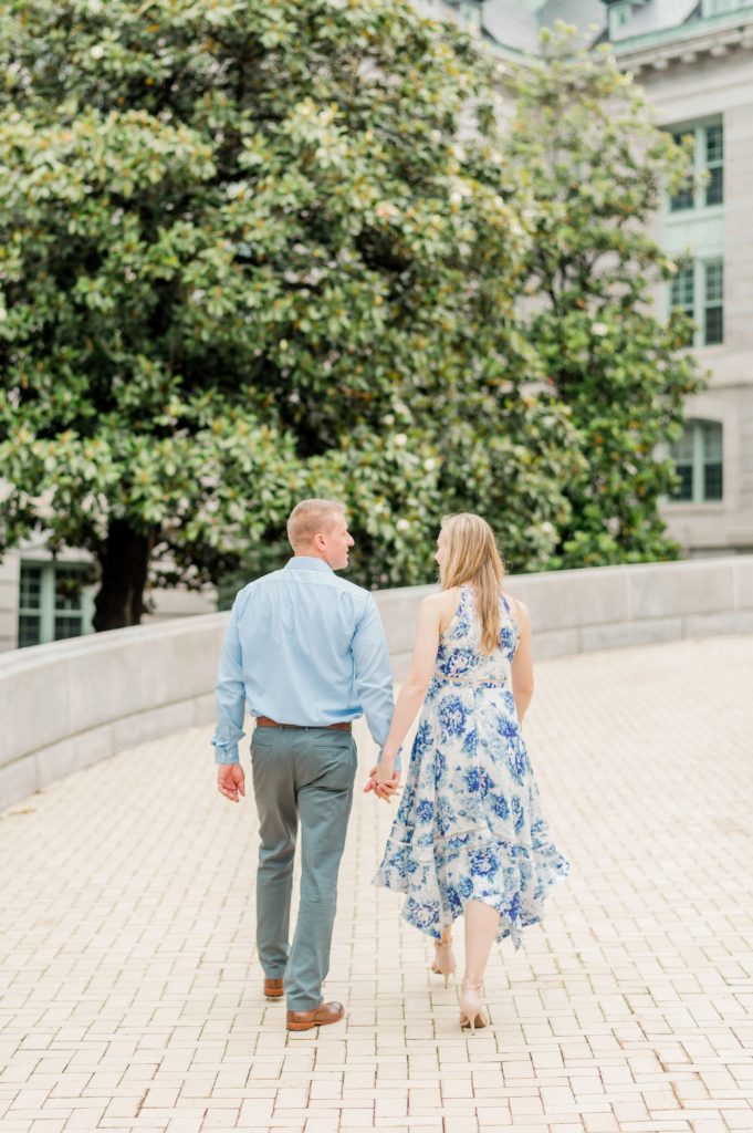 Annapolis Maryland Fine Art Wedding Engagement Portraits by Lauren R Swann featuring magnolia trees and marble.