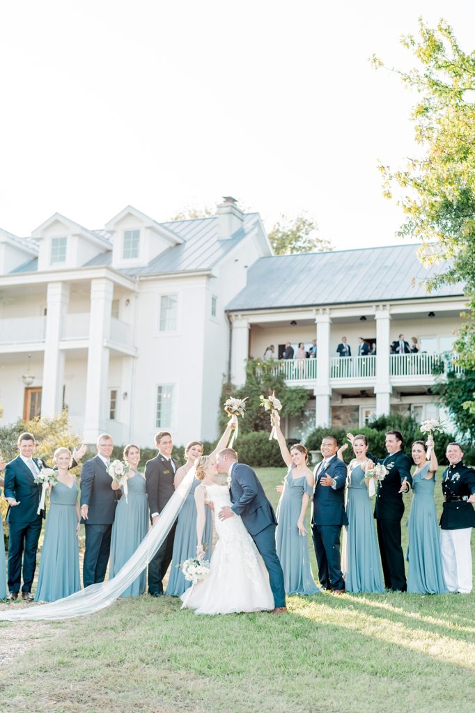 A Romantic Highholdborne Estate, Virginia wedding featuring heirloom details, gorgeous dahlia centerpieces, and Essence of Australia gown. Photographed by Maryland Fine Art Wedding Photographer Lauren R Swann.