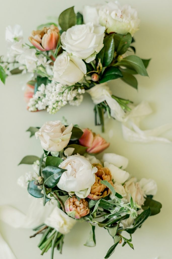 Bridesmaids Bouquets by Blossom & Vine | Mt. Washington Mill Dye House wedding in Baltimore as photographed by Lauren R Swann Photography and planned by Adriana Marie Events. Featuring blush, romantic details for couples seeking an industrial and elegant day!