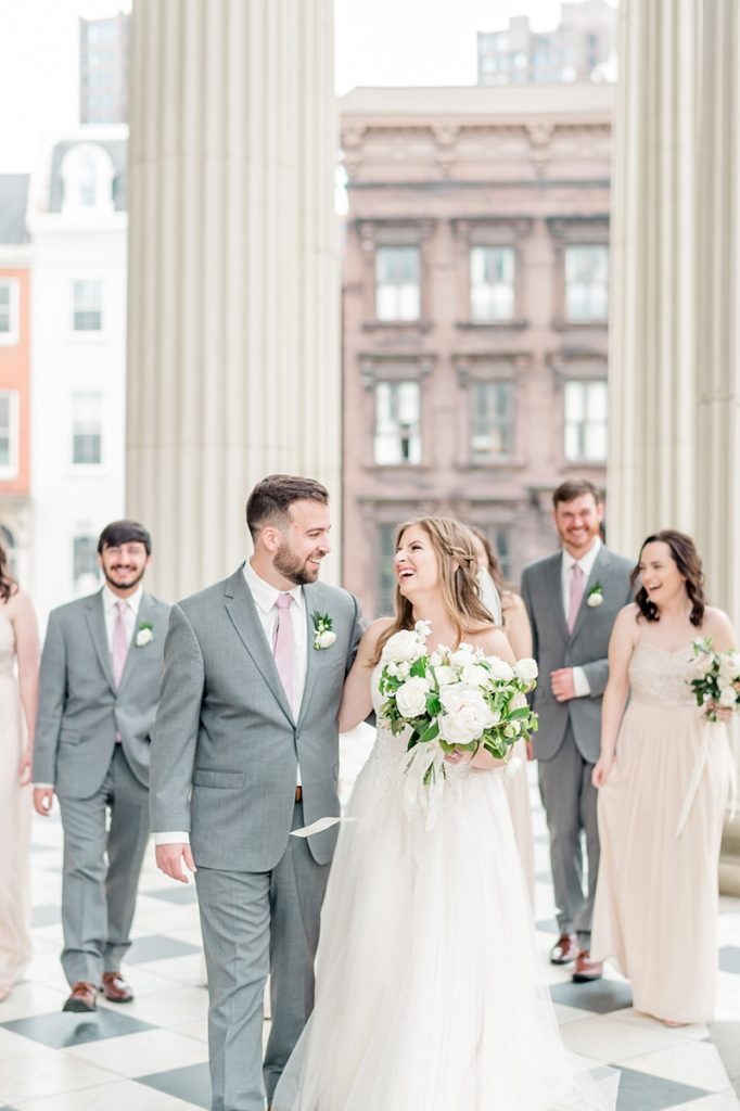 Mt. Washington Mill Dye House wedding in Baltimore as photographed by Lauren R Swann Photography and planned by Adriana Marie Events. Featuring blush, romantic details for couples seeking an industrial and elegant day!
