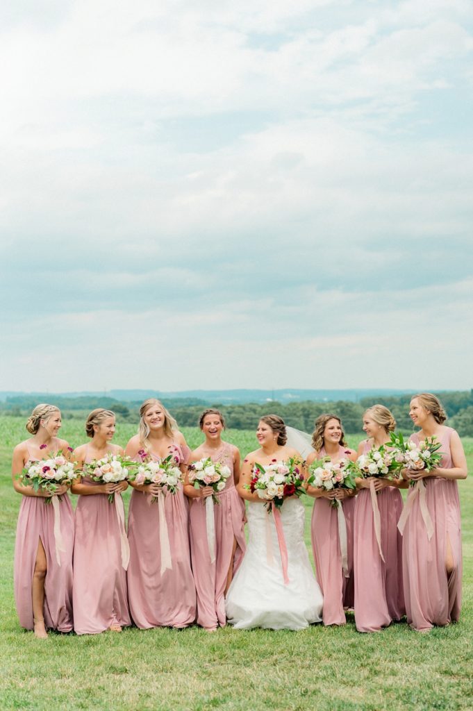 Beautiful bridesmaids at Pine Ridge Farm wedding photo