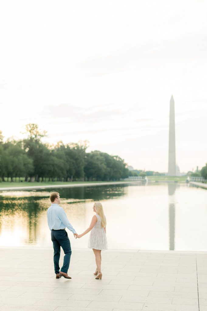 Sunrise Lincoln Memorial Engagement photos by DC Wedding photographer Lauren R Swann photo