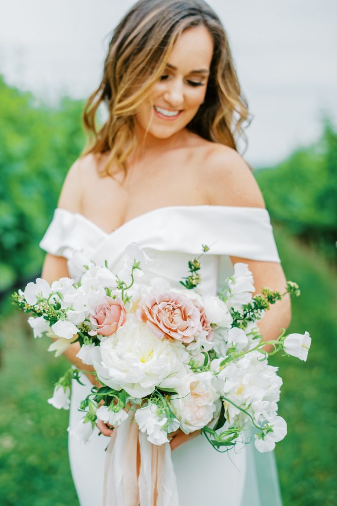 Mauve and White Bouquet | Stone Tower Winery Virginia Wedding by Lauren R Swann photo