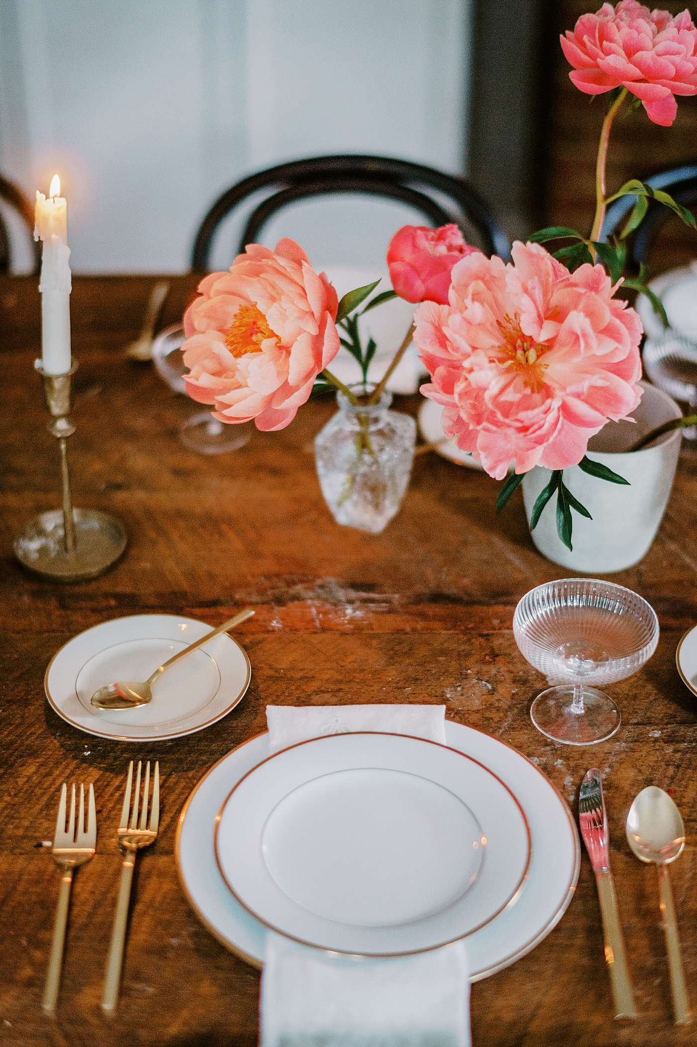 Farmhouse Table, Coral Peony Heirloom Dinner Party Inspiration | by DC Wedding photographer Lauren R Swann photo
