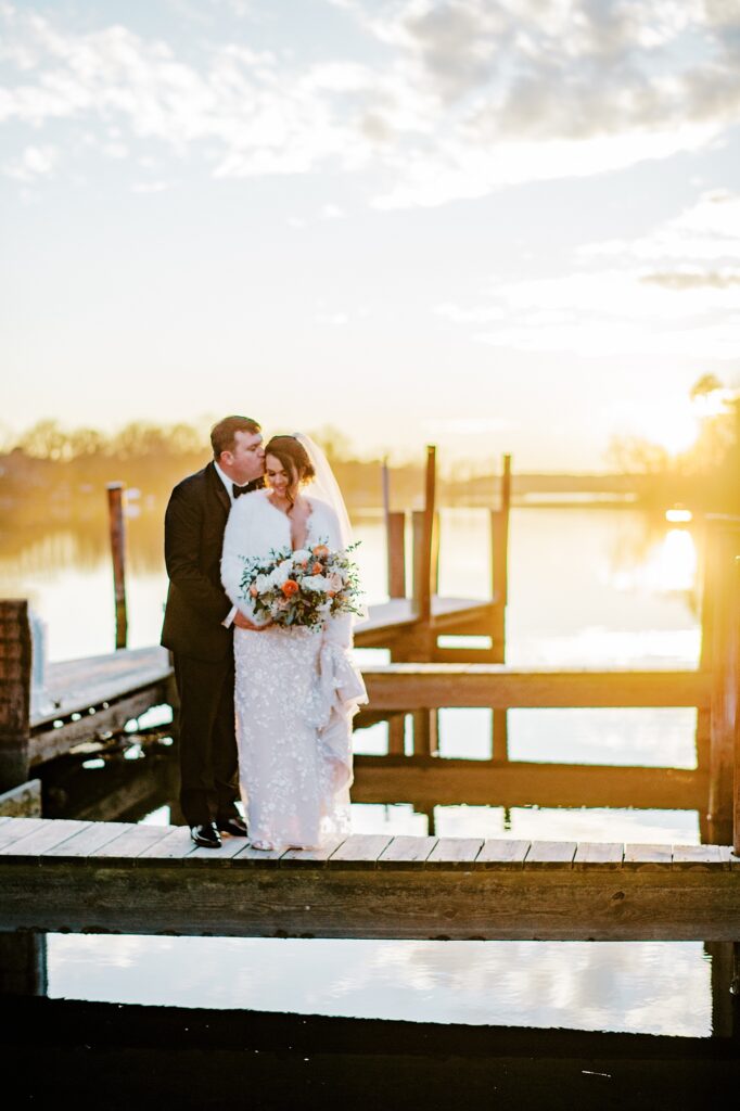 Couples waterfront portraits | New Years Eve at the Tidewater Inn Easton wedding