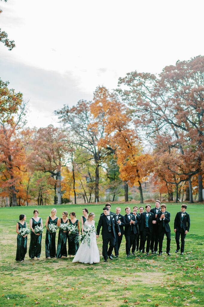 A wedding party portrait from a Gatsby-Inspired Baltimore wedding celebration at Woodholme Country Club photo