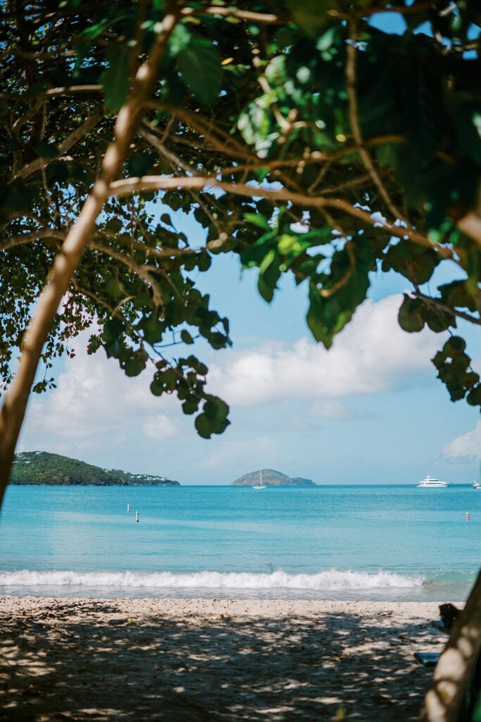 View of Magens Bay Beach midday on St Thomas USVI