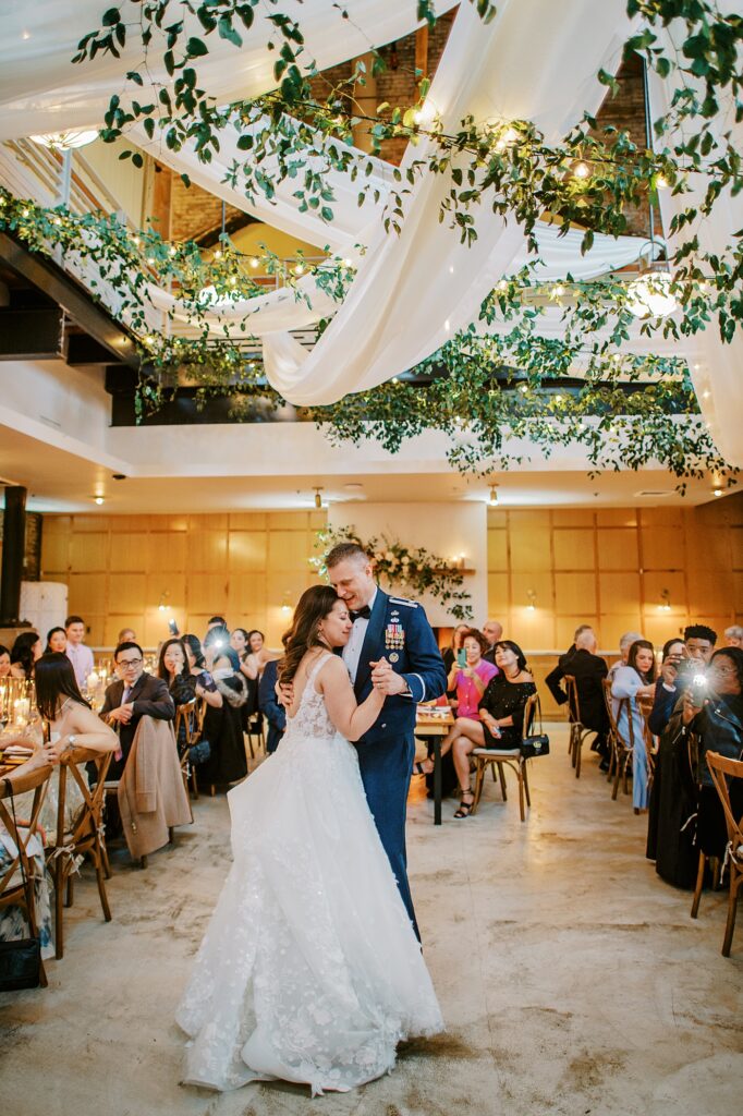 Couple sharing their first dance at their Baltimore wedding